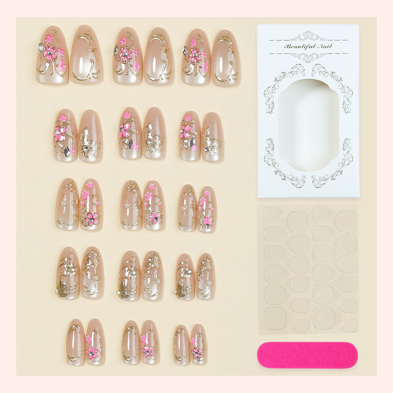 Decorative Press-On Nail Art Set with Floral Design Acalora