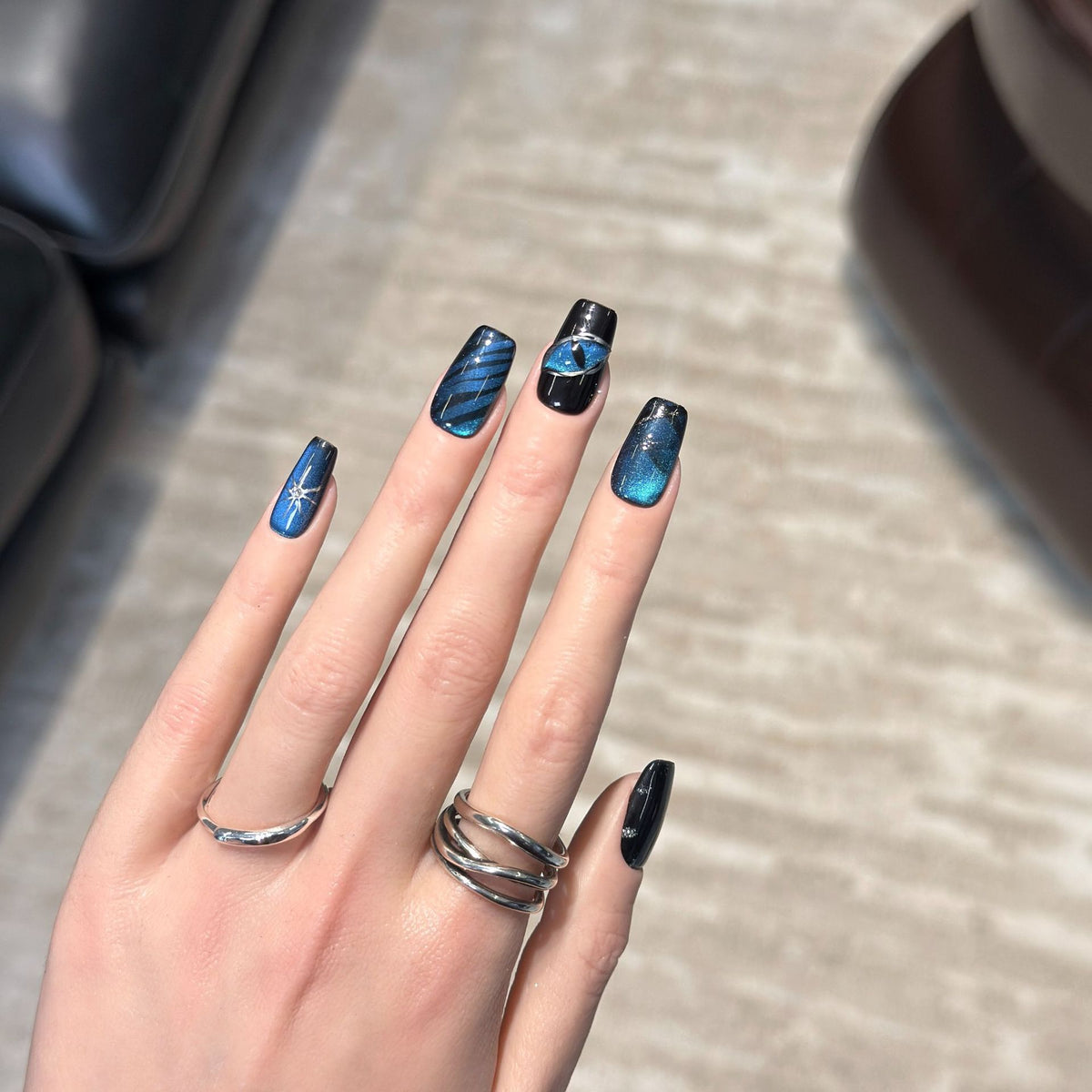 Artistic Galaxy-Inspired Press-On Nail Set Acalora