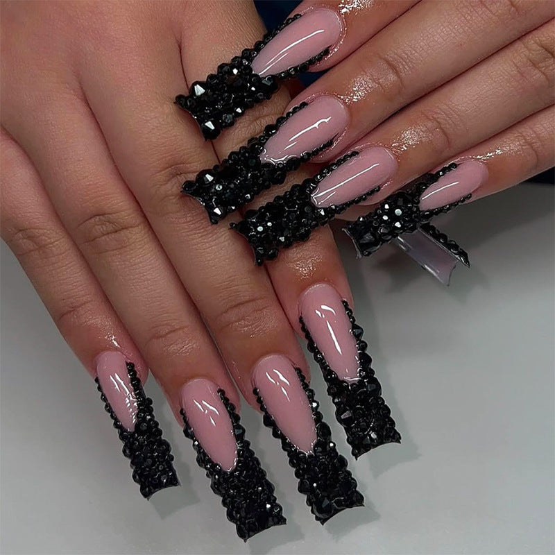 Elegant Nail Art Press-On Kit with Decorative Gem Accents Acalora