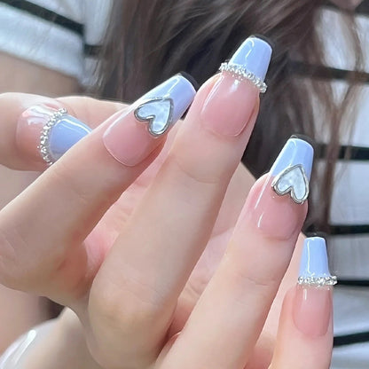 Artificial nails with romantic heart and glitter decorations Acalora