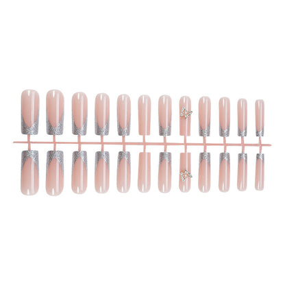Elegant Silver Glitter Press-On Nail Set Acalora