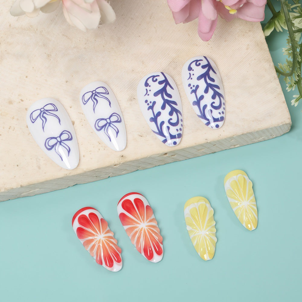 Artificial Nail Set with Handcrafted Floral and Graphic Designs Acalora