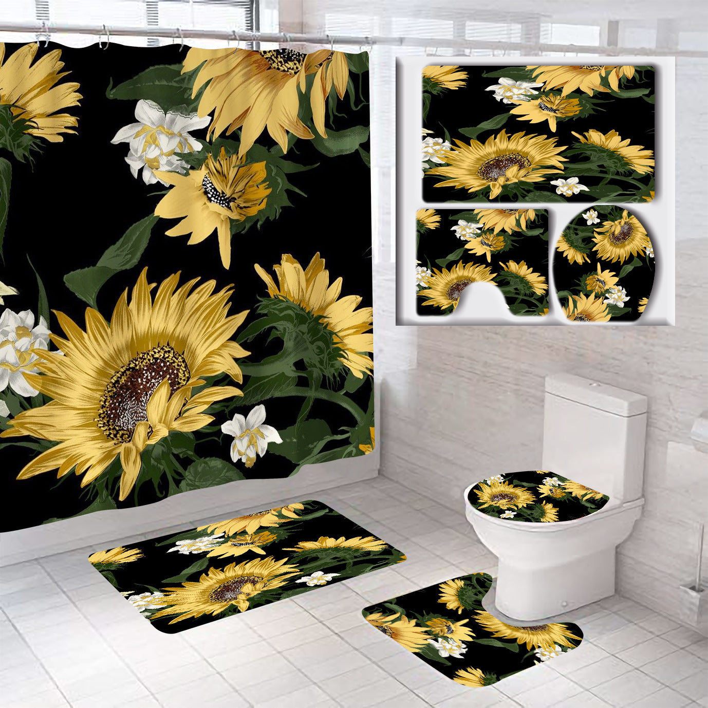 Floral Theme Bathroom Décor Set