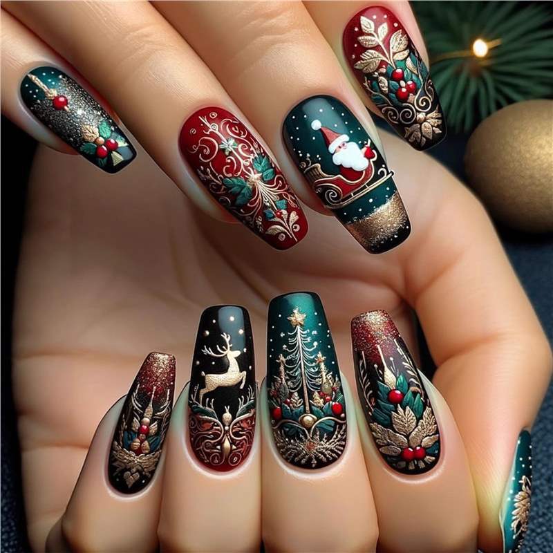 Festive Holiday Nail Art Set Acalora
