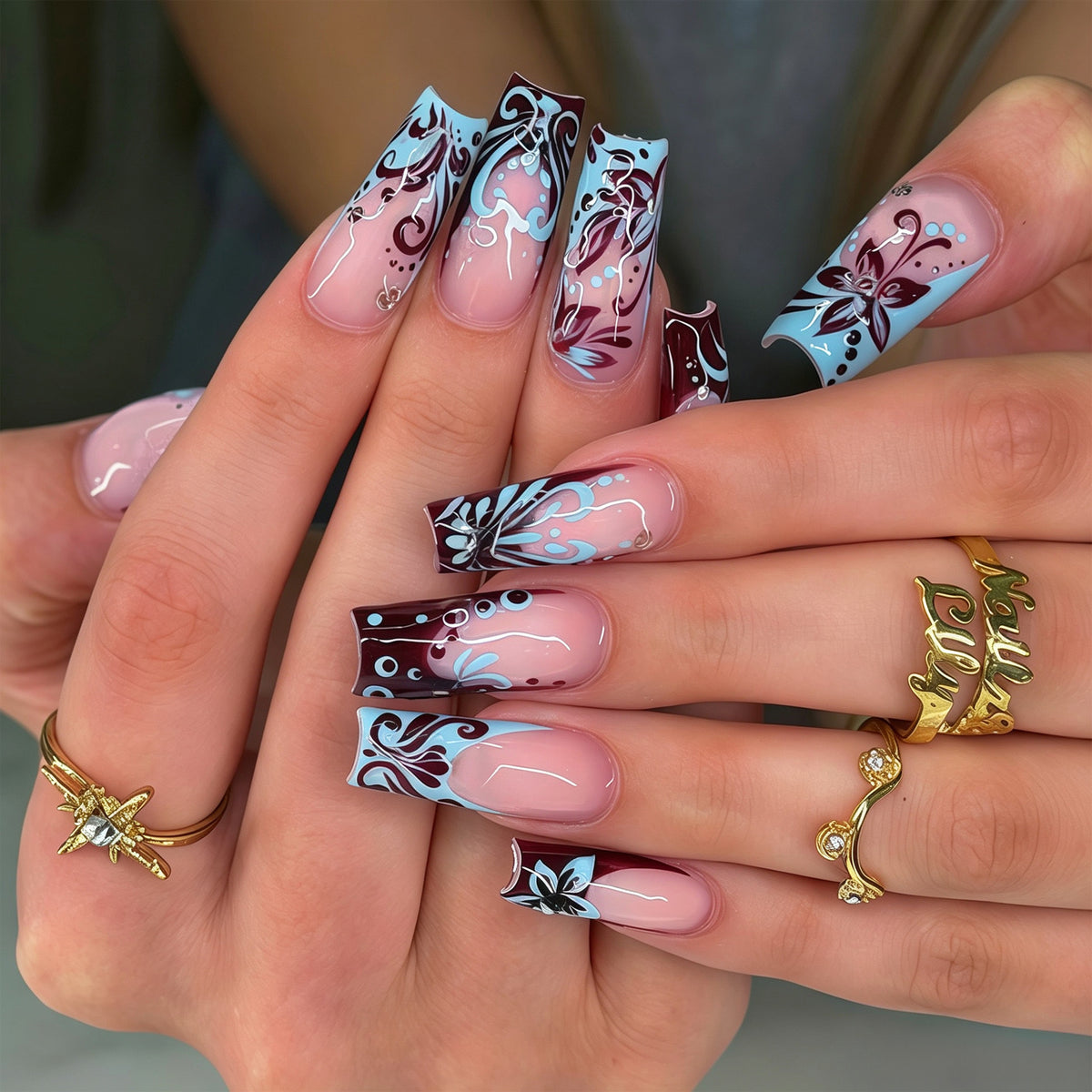 Artistic Long Nail Wraps Acalora
