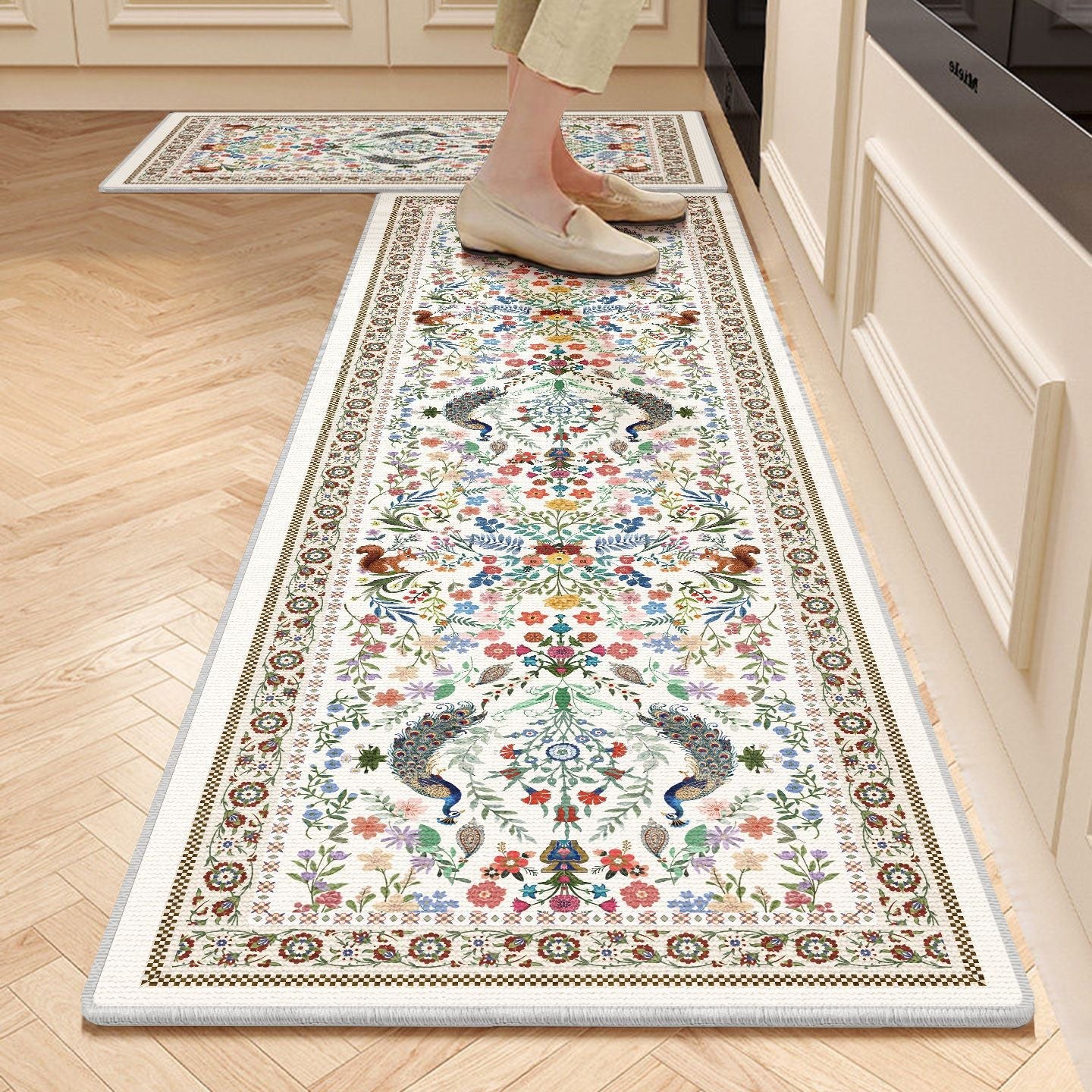 Floral Pattern Kitchen Runner Rug