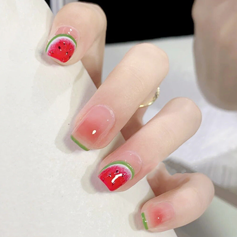 Creative acrylic nail set with watermelon pattern Acalora