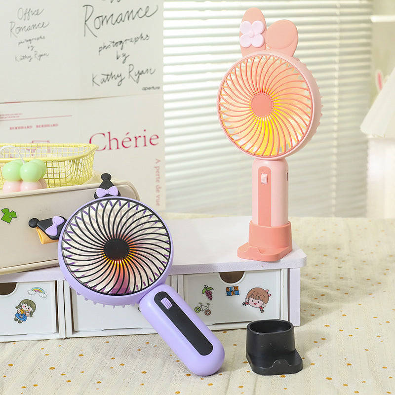 Women's Portable Handheld Fan with USB Charging Function and LED Lighting Karnz