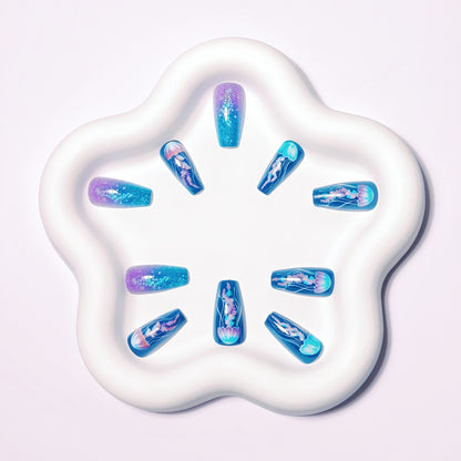 Jellyfish Themed Nail Art Acalora