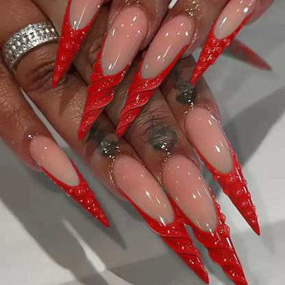 Decorative Sculpted Stiletto Press-On Nails Acalora
