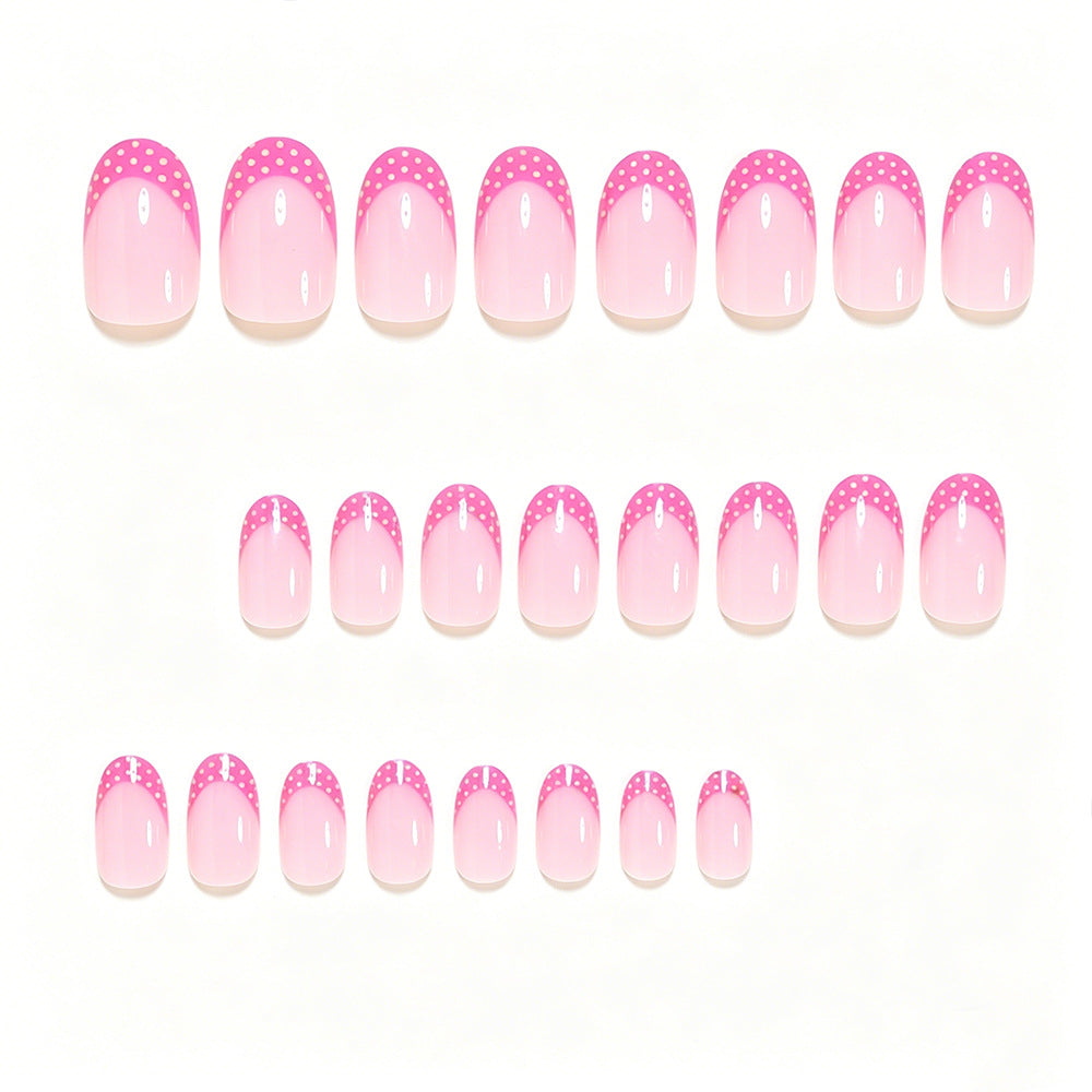Artistic Polka Dot French Tip Nail Set Acalora
