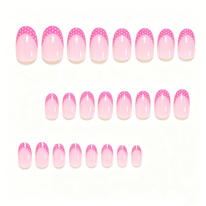 Artistic Polka Dot French Tip Nail Set Acalora