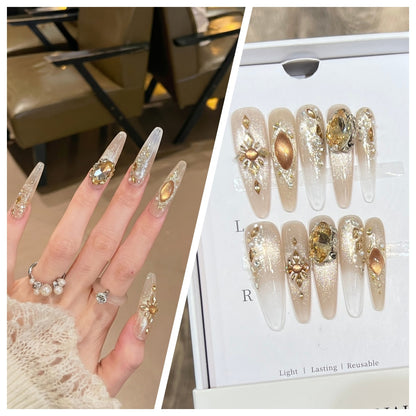 Artistic Stiletto Press-On Nail Set with Charming Patterns Acalora