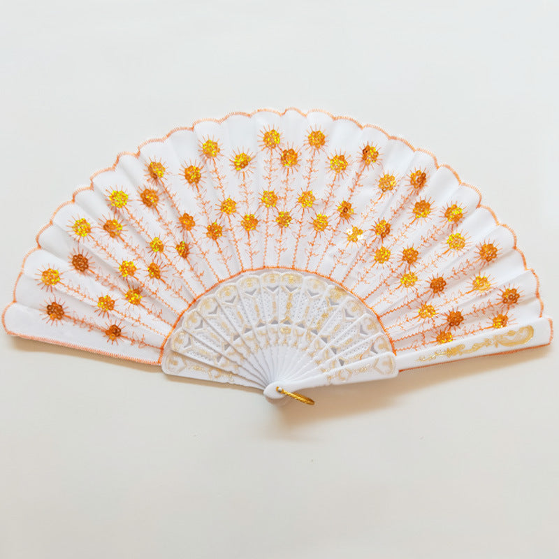 Ladies' handmade fan with fine embroideries Brehn