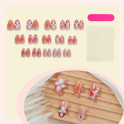 Press-On Nail Art Set with Floral and Gem Accents Acalora