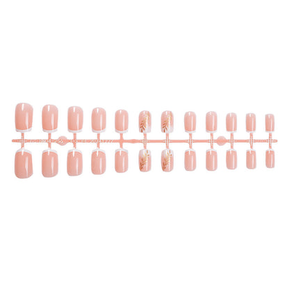 Elegant Press-On Nail Set with Floral Accent Design Acalora