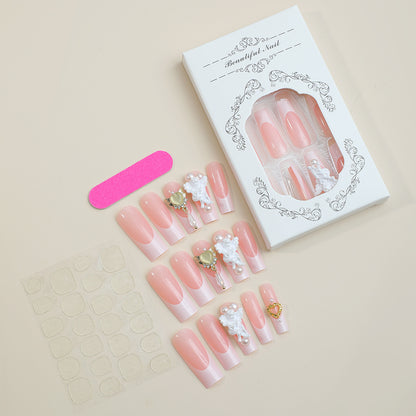 Decorative Press-On Nail Set with 3D Accents Acalora