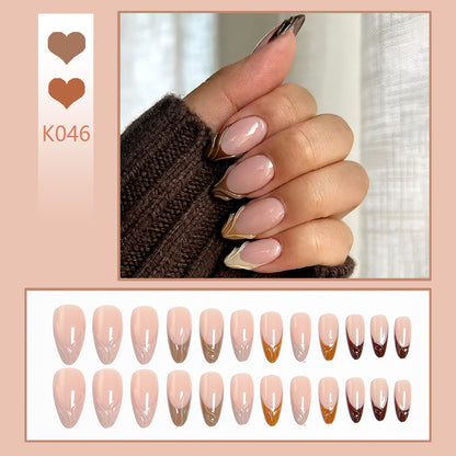 Acrylic nail set with elegant marble pattern and glossy finish Acalora