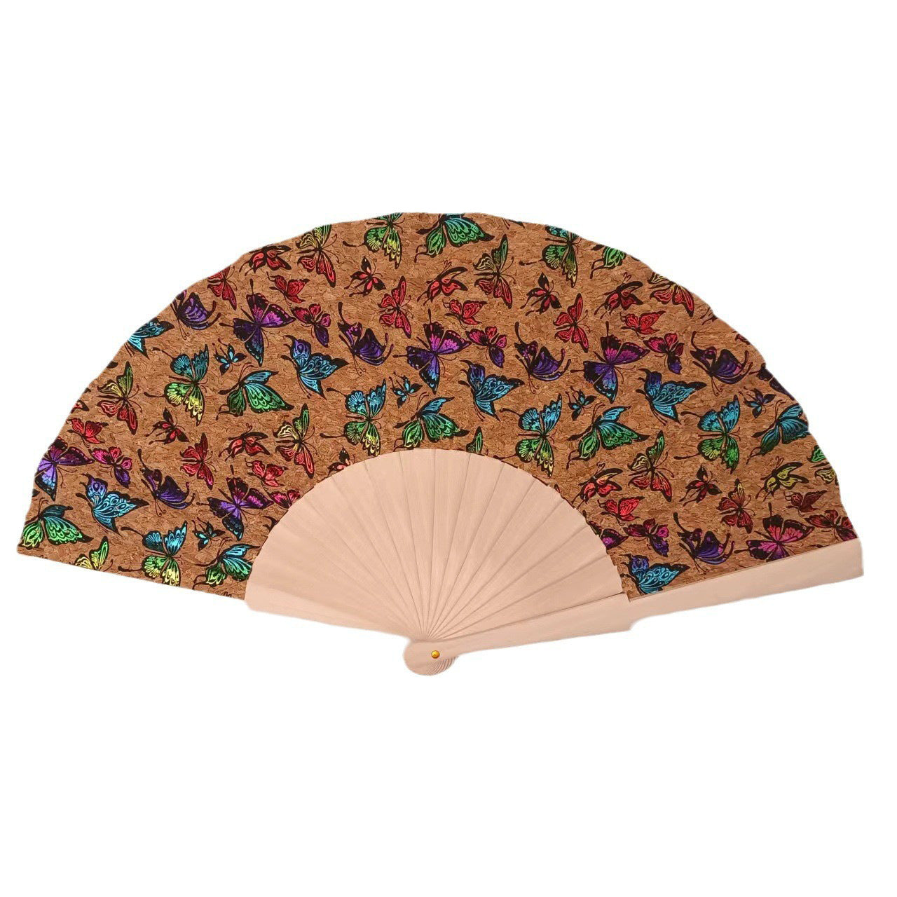 Ladies handcrafted fan made of cork and wood Bowlift