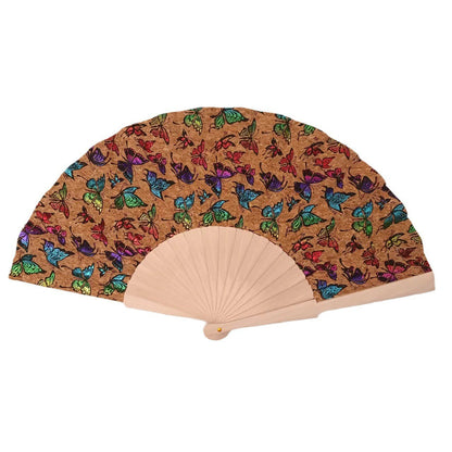 Ladies handcrafted fan made of cork and wood Bowlift