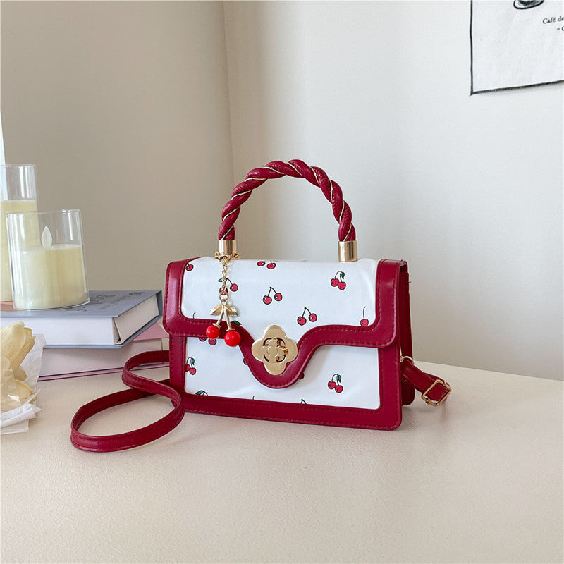 Playful Cherry Print Mini Satchel Handbag Acalora