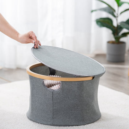 Storage basket with sturdy bamboo lid Acalora