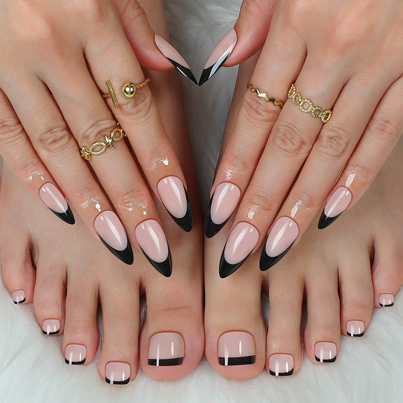 Stylish Press-On Nail Set with Elegant French Tip Design Acalora
