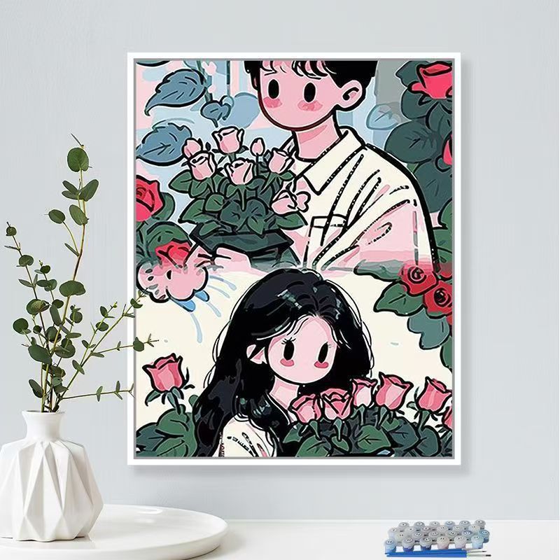 Playful Illustrated Couple Wall Art
