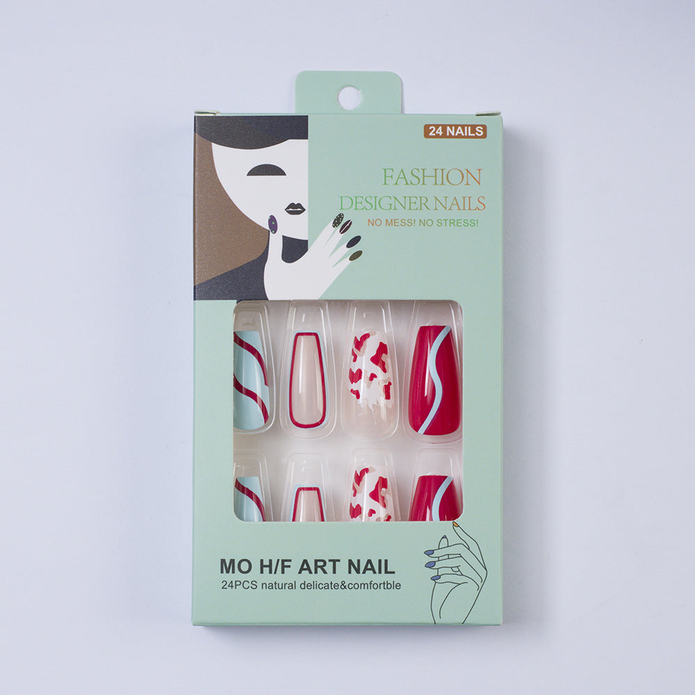 Artificial nails with creative heart pattern and elegant wave design Acalora