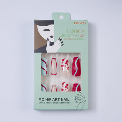 Artificial nails with creative heart pattern and elegant wave design Acalora