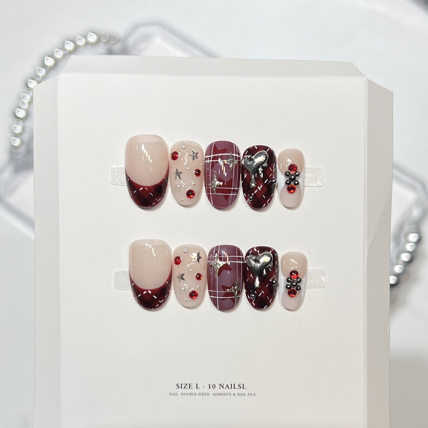 Artistic Press-On Nail Set with Charming Designs Acalora