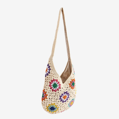Women's handbag made of hand-knotted macrame with colorful embellishments Karnz