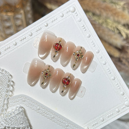 Elegant Stiletto Press-On Nail Set with Gemstone Accents Acalora
