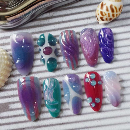 Artistic Cartoon-Themed Press-On Nail Art Set Acalora