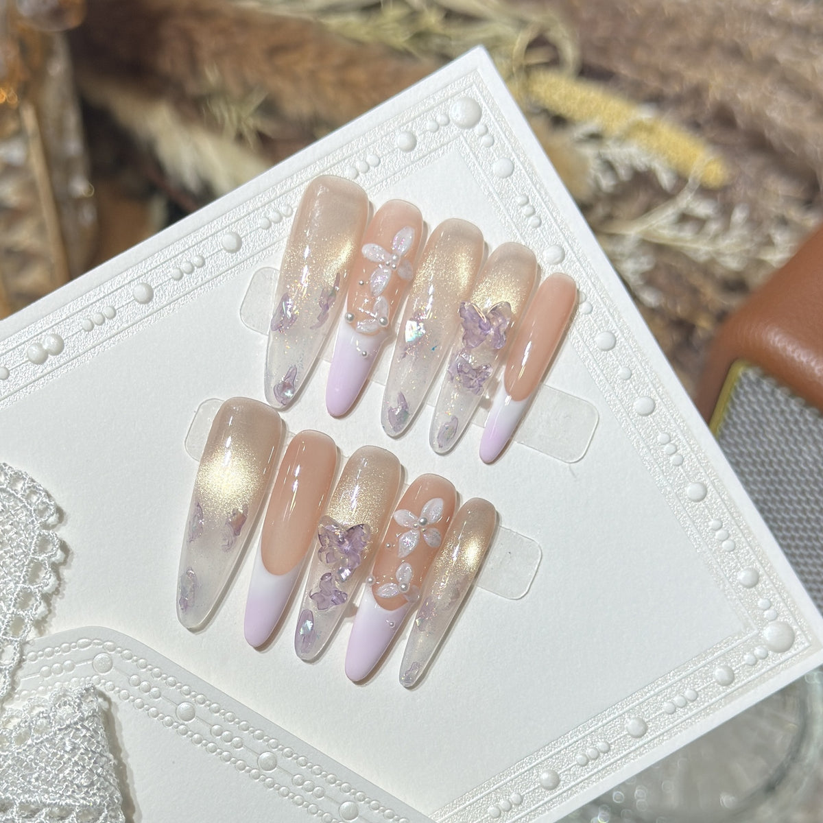Floral-Inspired Stiletto Press-On Nail Design Acalora
