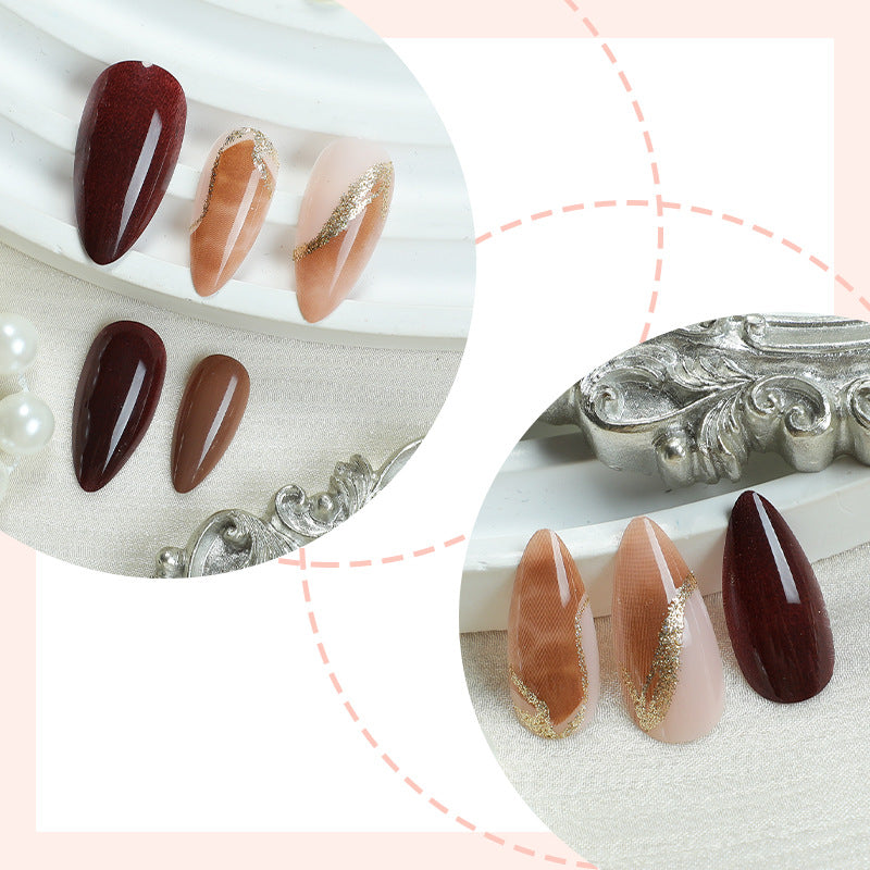 Press-On Nail Art Set with Elegant Marble and Glitter Accents Acalora