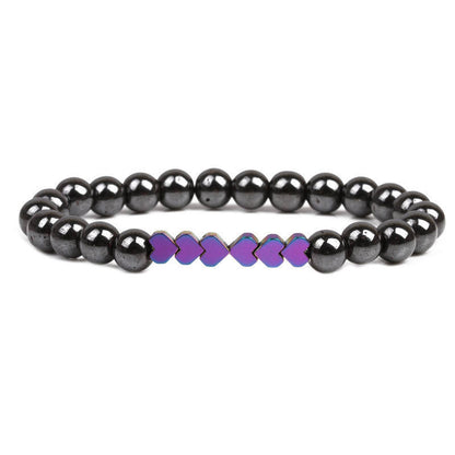 Natural Stone Beaded Bracelet with Heart Accents Acalora