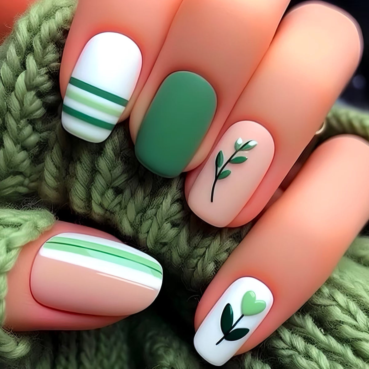 Artistic Botanical Press-On Nail Art Set Acalora