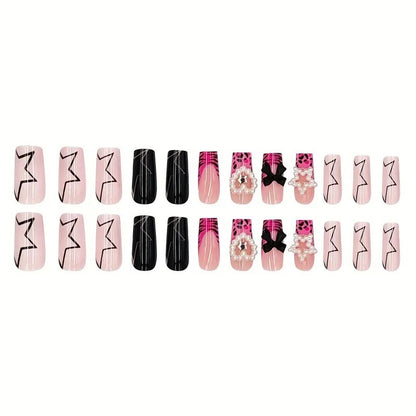 Decorative Press-On Nail Art with Pearl Accents Acalora