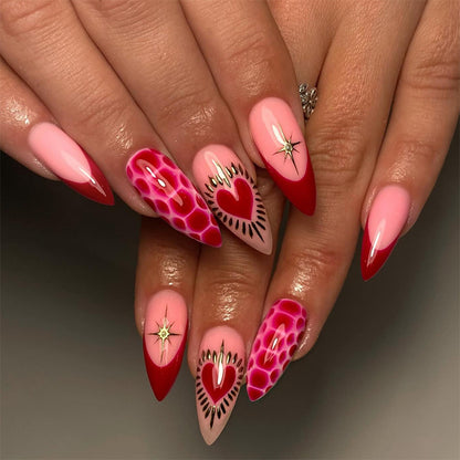 Heart-Themed Decorative Press-On Nails Acalora