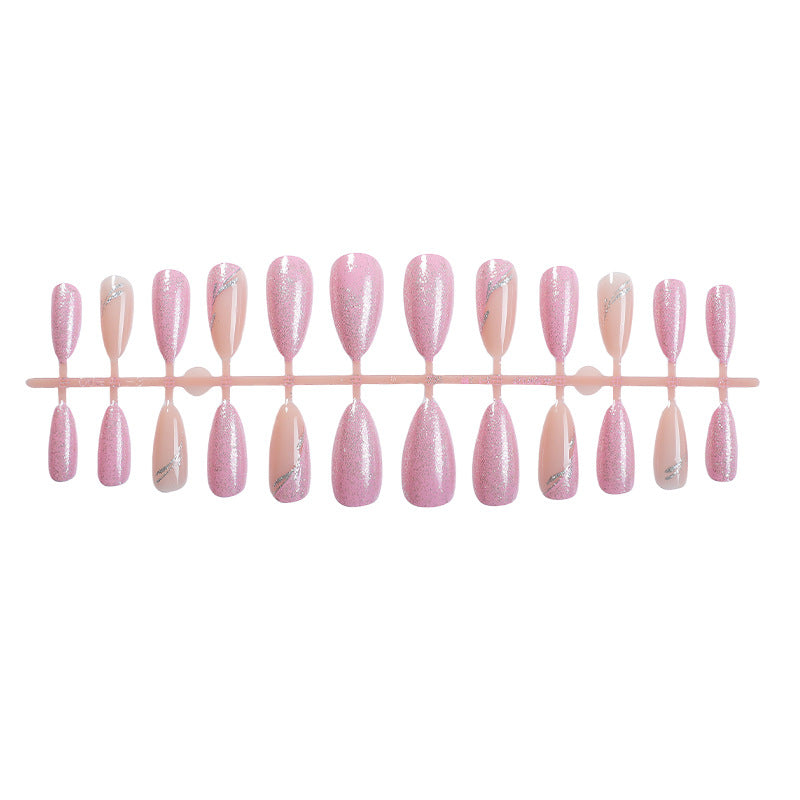 Decorative Press-On Nail Art Set with Glitter and Silver Accents Acalora