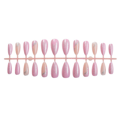 Decorative Press-On Nail Art Set with Glitter and Silver Accents Acalora
