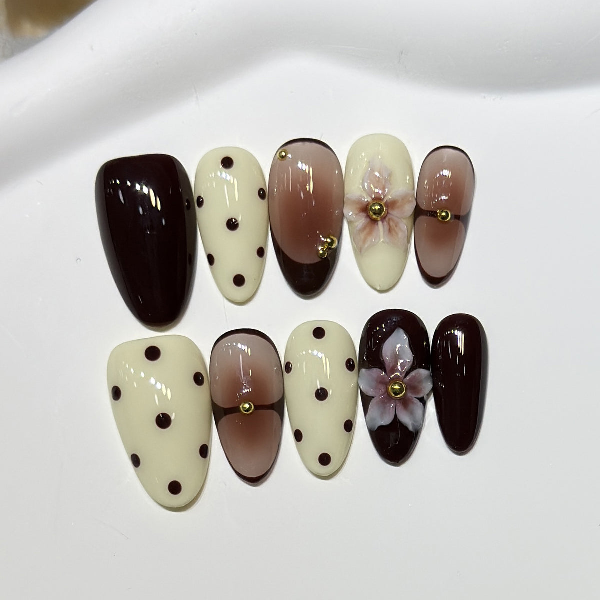Elegant Floral Stiletto Nail Art Set Acalora