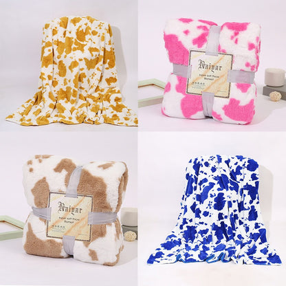 Ultra-Soft Cow Print Fleece Throw Blanket