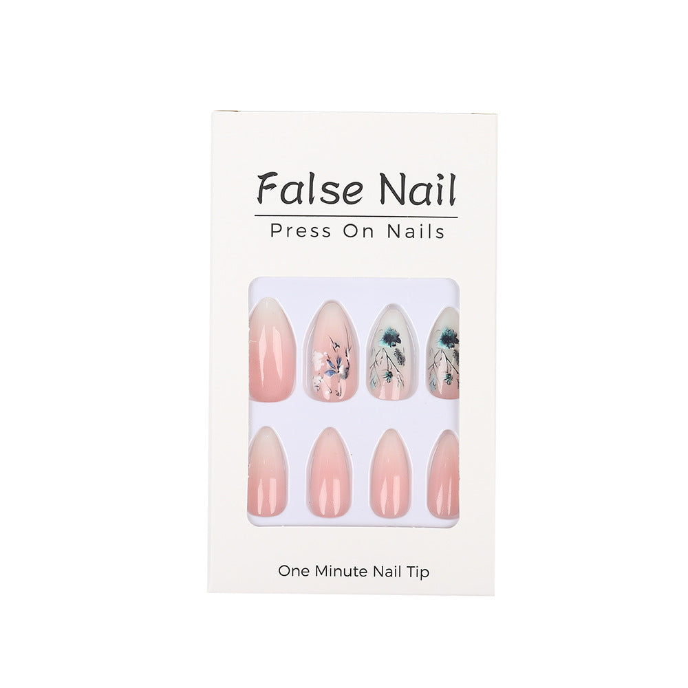 Artificial nails with flower design and shine Acalora