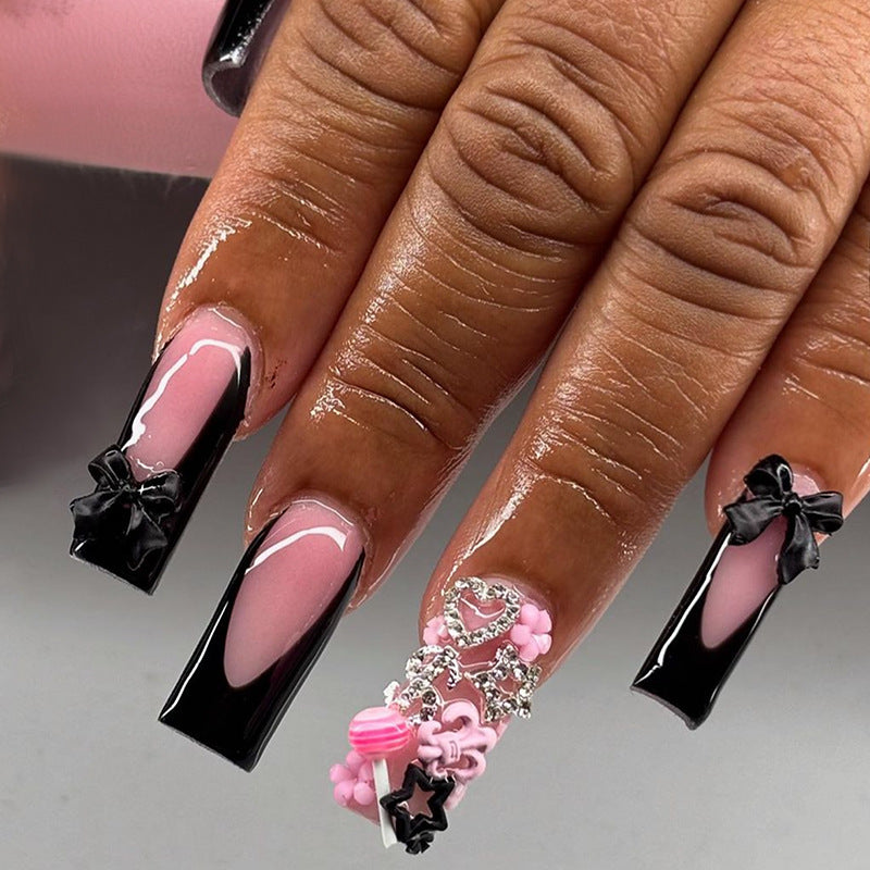 Decorative Press-On Nail Art Kit with Floral and Bow Accents Acalora