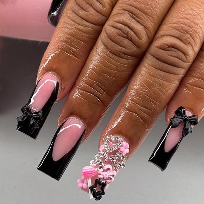 Decorative Press-On Nail Art Kit with Floral and Bow Accents Acalora