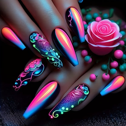 Artistic Glow-In-The-Dark Nail Art Acalora