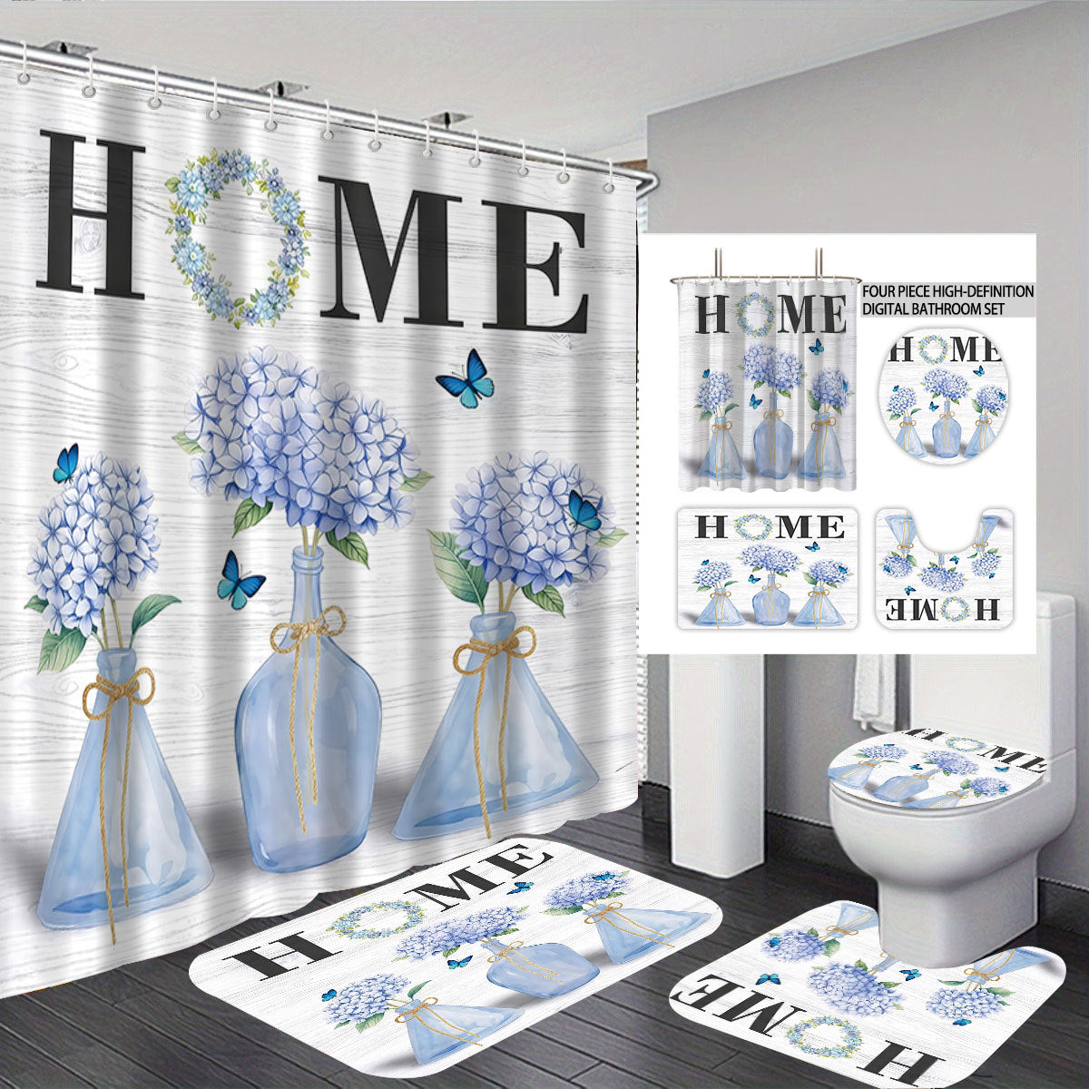 Artistic Floral Theme Bathroom Décor Set