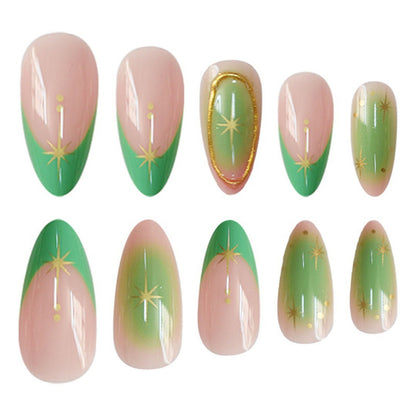 Artistic Press-On Nail Set with Star Accents Acalora